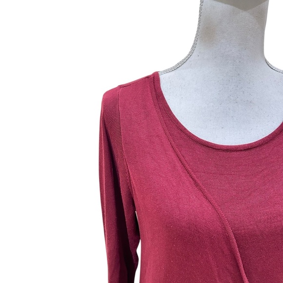 Rabalder cranberry half knit wrap Long Sleeve top made in India size large - Picture 5 of 11